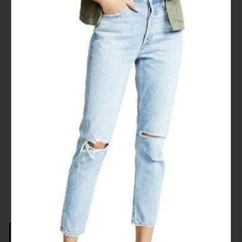 AGOLDE Jamie High Rise Shakedown Destroyed Distressed Ripped Jeans XS